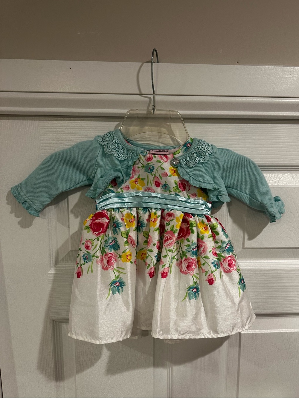 Baby Girl Floral Dress w/ Sweater - Cute Spring Outfit (12 months)